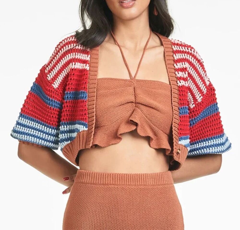 Sachin & Babi Multicolor Knit Penny Cropped Cardigan Nwt Size XS